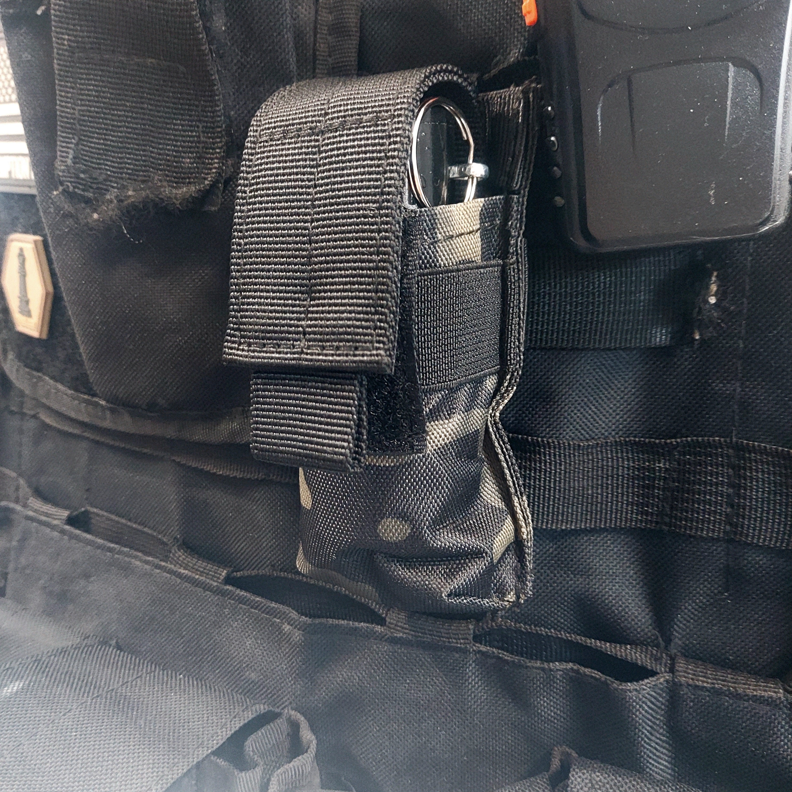 Airsoft Vest Pouch - MOLLE Compatible (Black Camo)